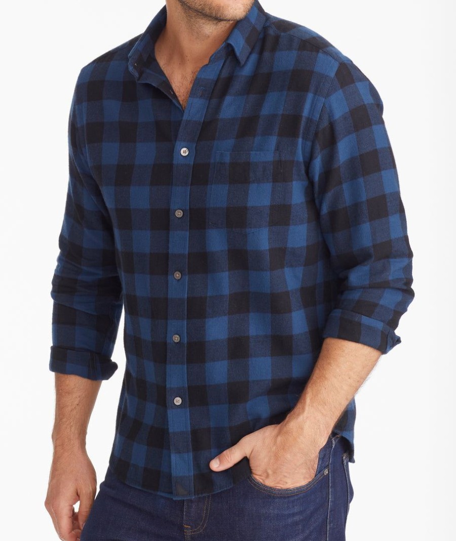 Men * | Cheapest Untuckit Flannel Barrelstone Shirt Black