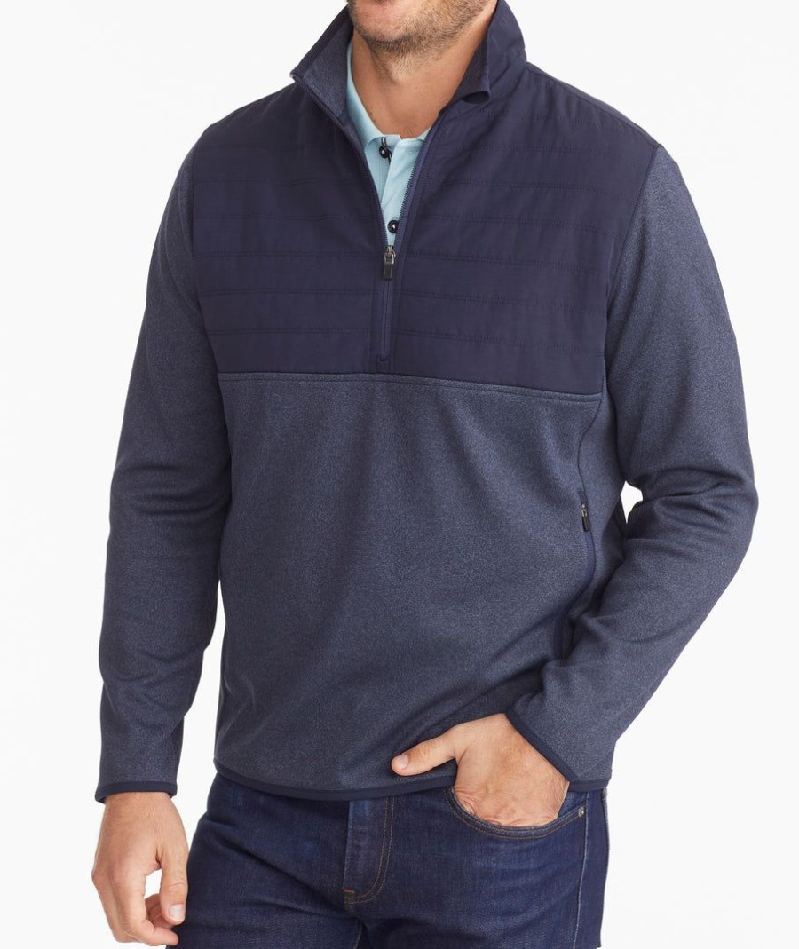 Men * | New Untuckit Sweaters & Sweatshirts Two-Tone Quarter-Zip Sweatshirt Navy