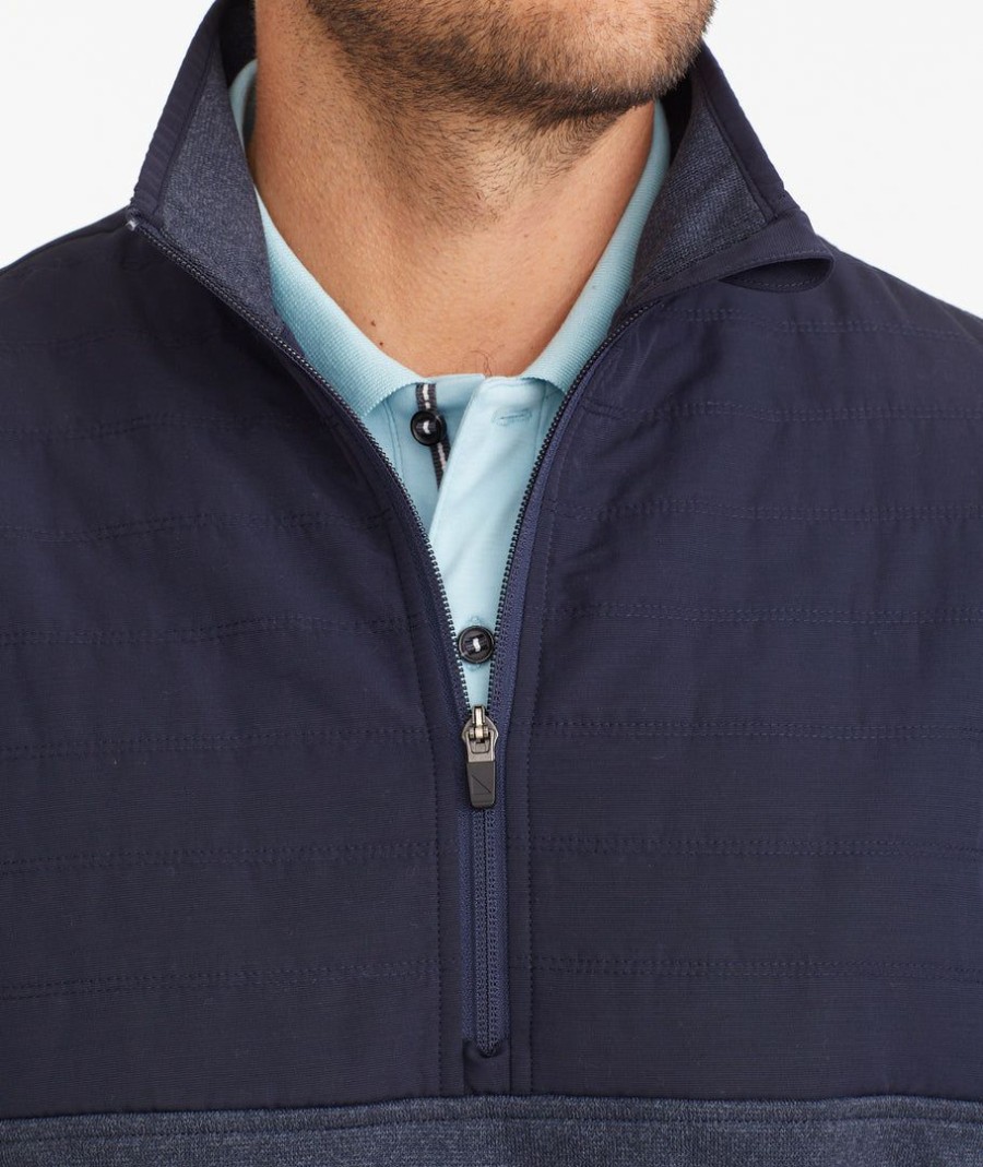 Men * | New Untuckit Sweaters & Sweatshirts Two-Tone Quarter-Zip Sweatshirt Navy