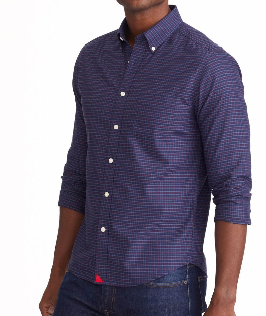 Men * | Best Sale Untuckit Wrinkle-Free Salamino Shirt Button-Down Shirts Navy