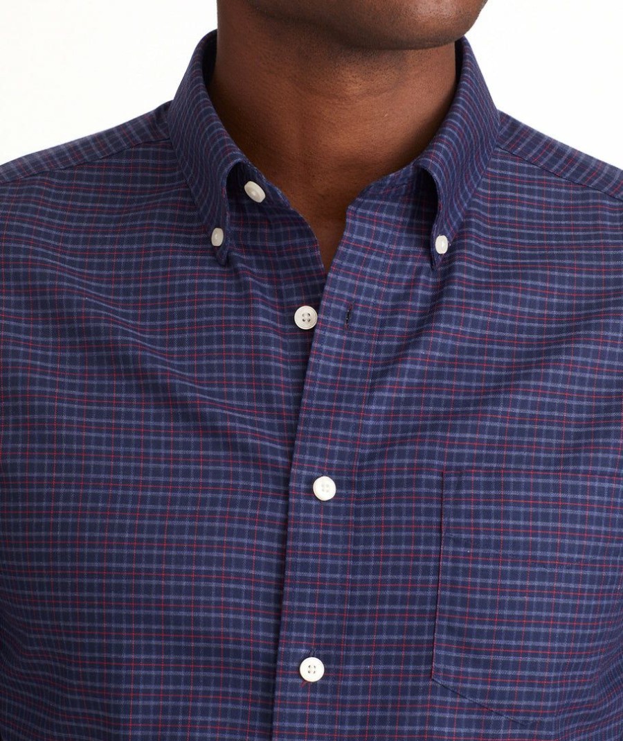 Men * | Best Sale Untuckit Wrinkle-Free Salamino Shirt Button-Down Shirts Navy