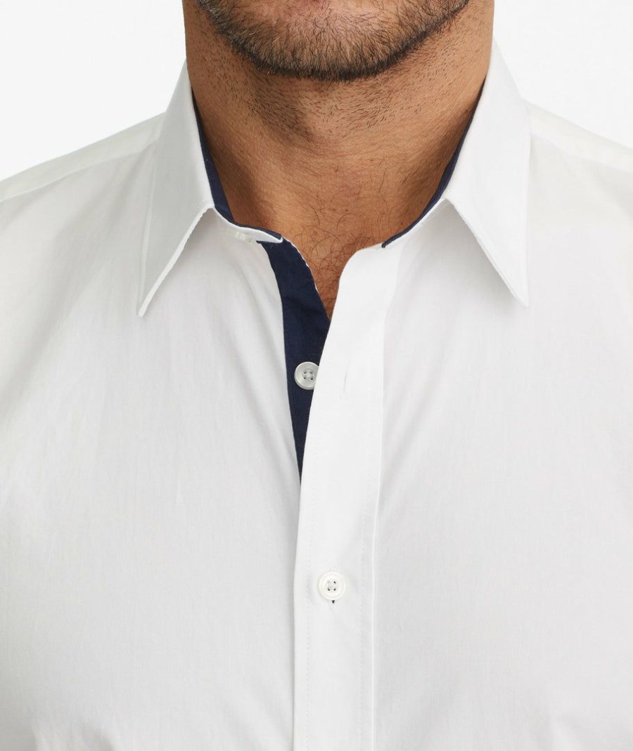 Men * | Top 10 Untuckit Wrinkle-Free Las Cases Special Shirt Button-Down Shirts White