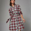 Women * | Outlet Untuckit Plaid Ruffle Collar Harrison Dress Grey