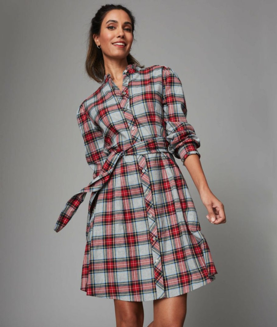 Women * | Outlet Untuckit Plaid Ruffle Collar Harrison Dress Grey