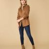 Women * | Cheapest Untuckit Suede Snap-Front Regan Overshirt Brown