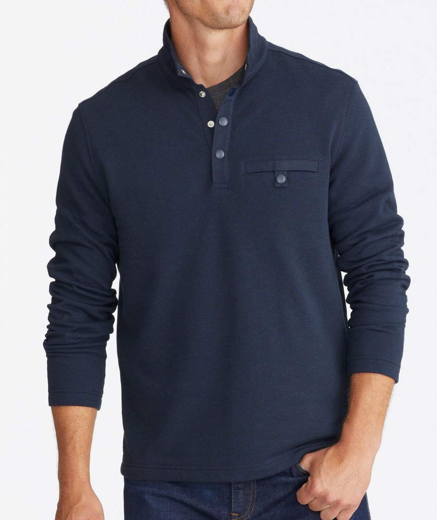 Men * | Cheap Untuckit Snap Fleece Pullover Navy