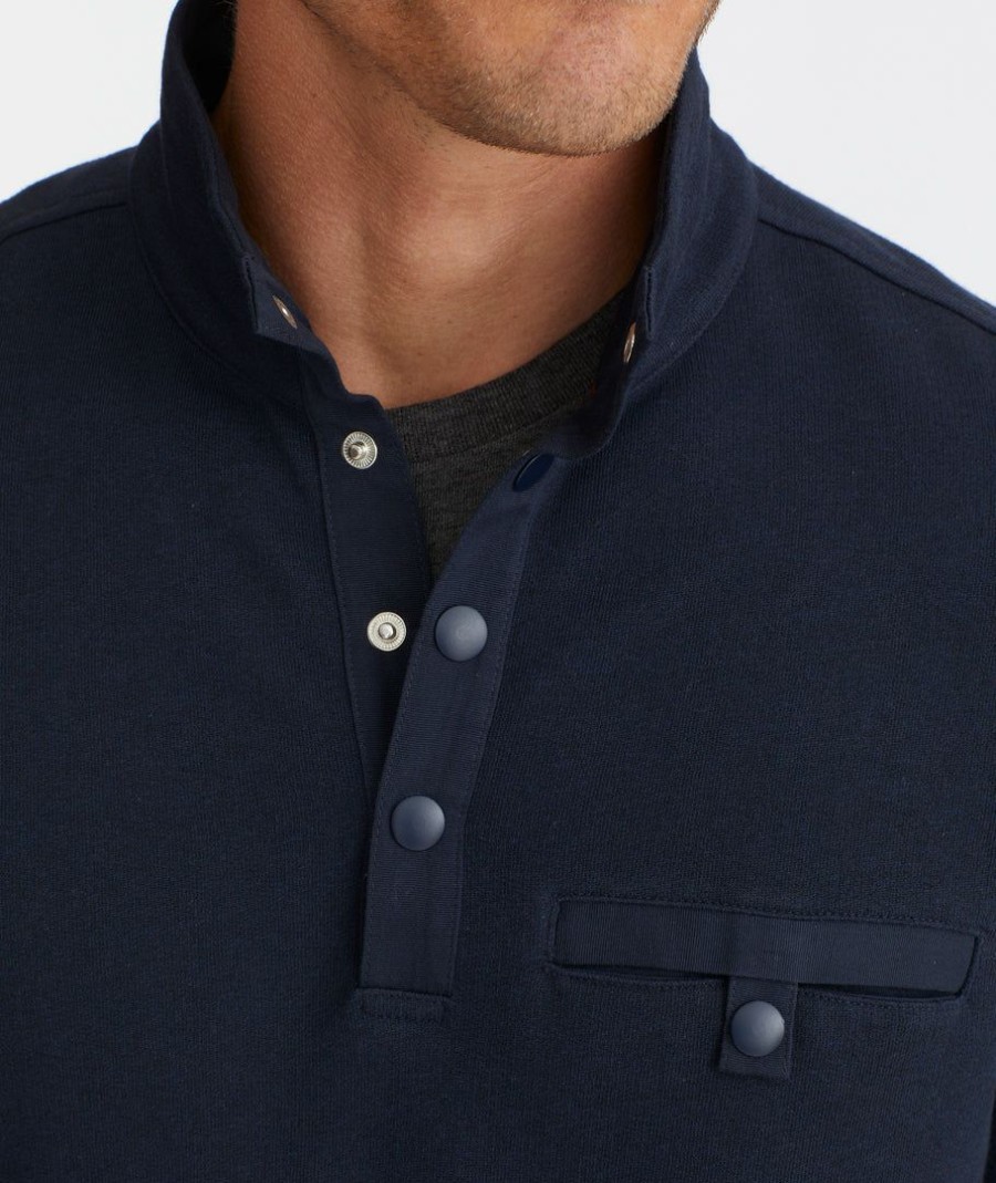 Men * | Cheap Untuckit Snap Fleece Pullover Navy