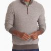 Men * | Outlet Untuckit Birdseye Merino Wool Quarter-Zip Sweater Light Brown