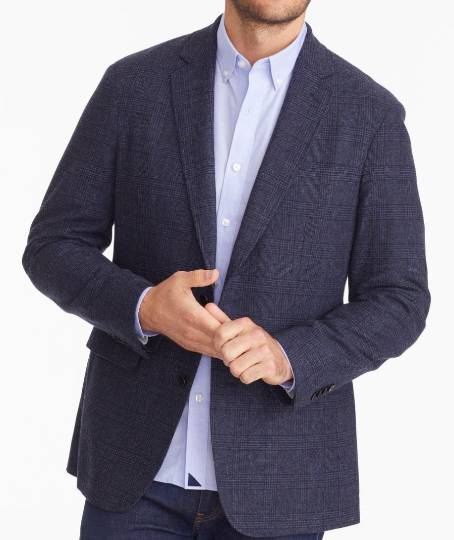 Men * | Cheapest Untuckit Italian Wool Blend Clavi Sport Coat Navy