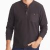 Men * | Flash Sale Untuckit Waffle Long-Sleeve Henley Black