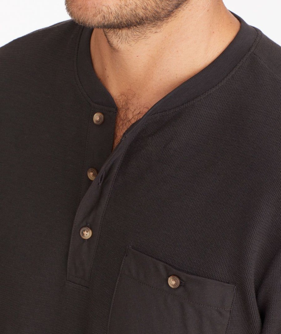 Men * | Flash Sale Untuckit Waffle Long-Sleeve Henley Black