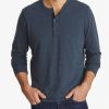 Men * | Outlet Untuckit Ultrasoft Long-Sleeve Henley Blue