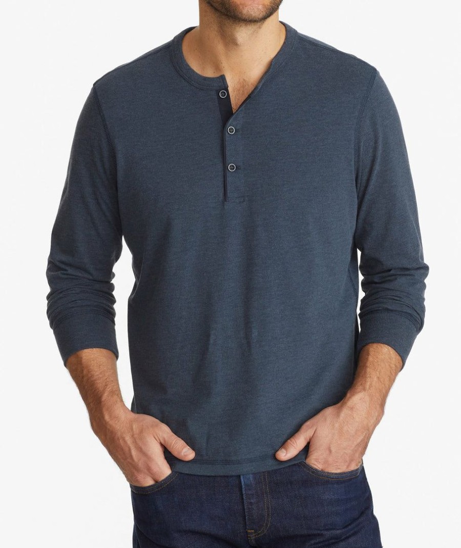 Men * | Outlet Untuckit Ultrasoft Long-Sleeve Henley Blue