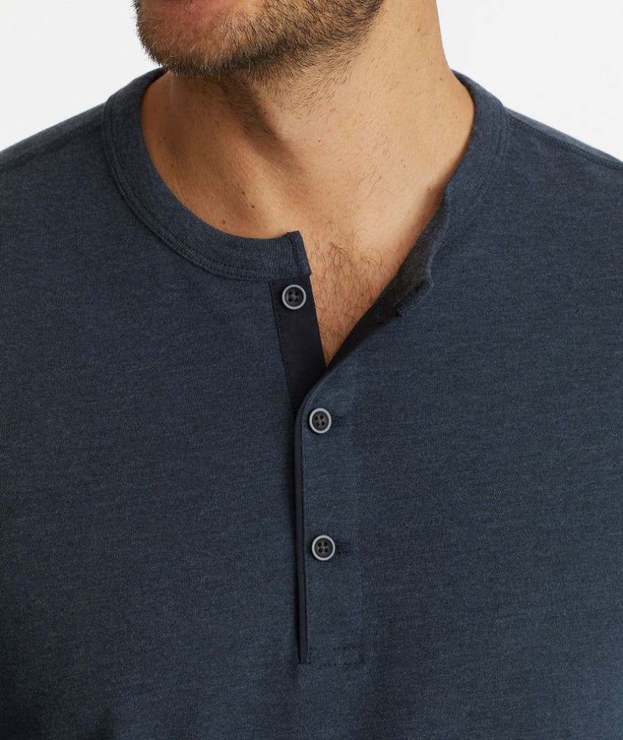 Men * | Outlet Untuckit Ultrasoft Long-Sleeve Henley Blue