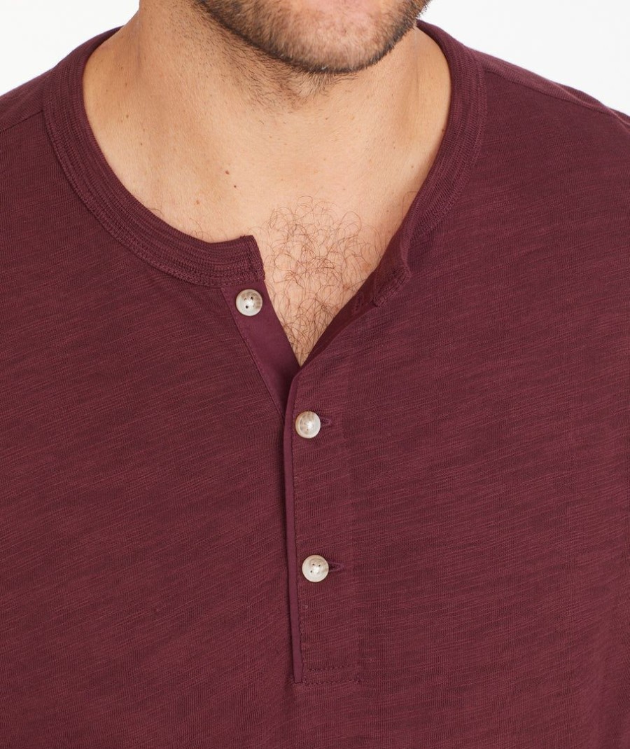 Men * | Best Pirce Untuckit Slub Cotton Henley Tees & Henleys Maroon