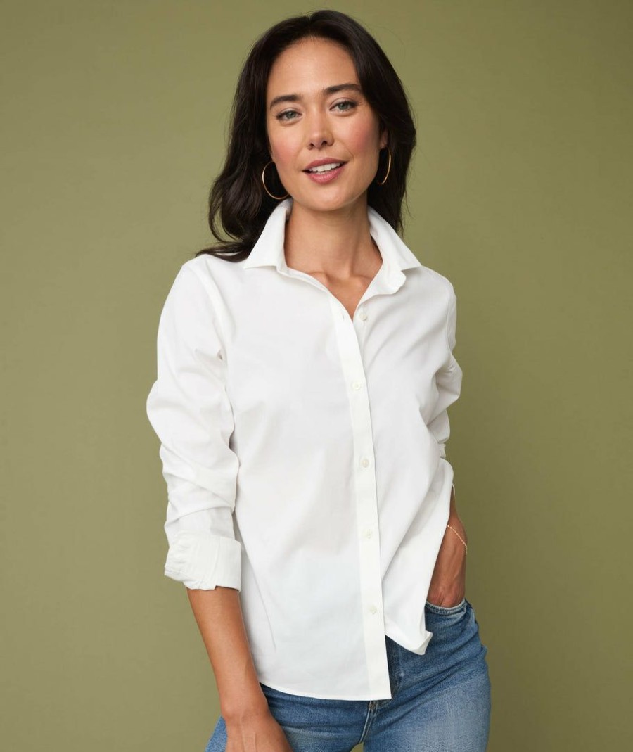 Women * | Flash Sale Untuckit Wrinkle-Free Stretch Cotton Bella Shirt Shirts White