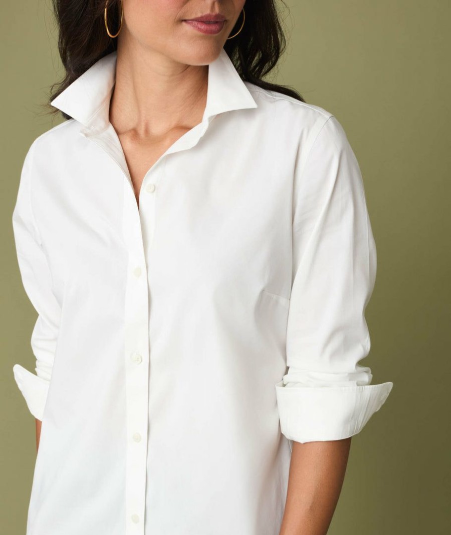 Women * | Flash Sale Untuckit Wrinkle-Free Stretch Cotton Bella Shirt Shirts White