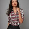 Women * | Budget Untuckit Stewart Plaid Tuxedo Belinda Shirt Shirts White