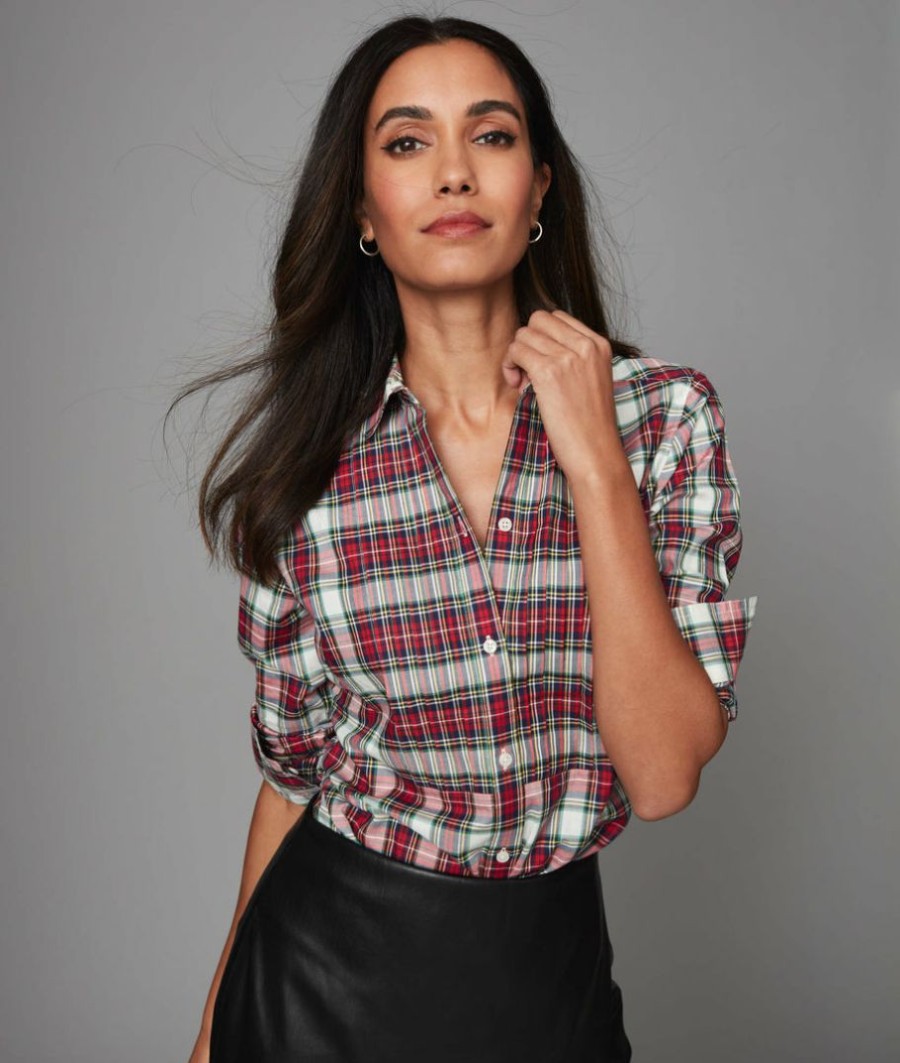 Women * | Budget Untuckit Stewart Plaid Tuxedo Belinda Shirt Shirts White