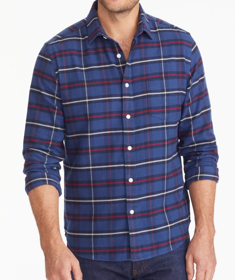 Men * | Outlet Untuckit Flannel Andes Shirt Dark Blue