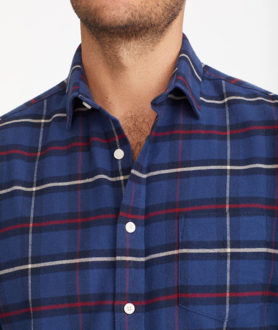 Men * | Outlet Untuckit Flannel Andes Shirt Dark Blue