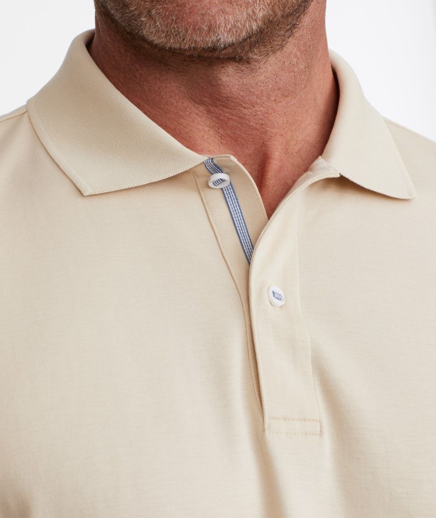 Men * | Top 10 Untuckit Wrinkle-Free Damaschino Polo Tan