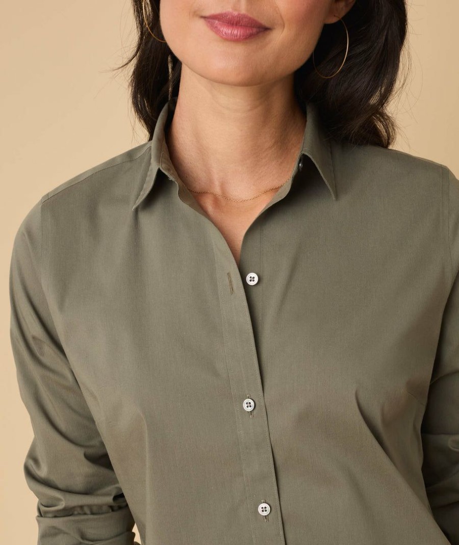 Women * | Brand New Untuckit Wrinkle-Free Stretch Cotton Bella Shirt Shirts Green