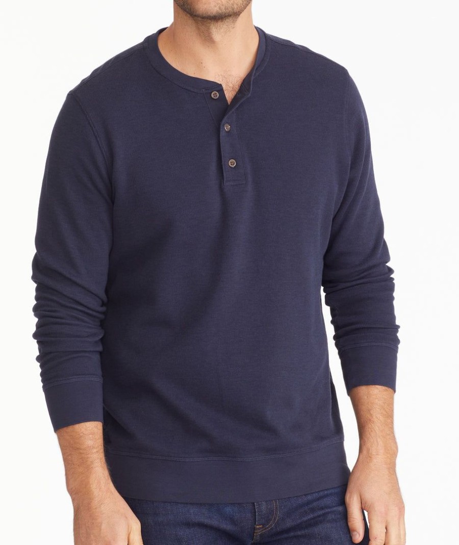 Men * | Outlet Untuckit Tees & Henleys Heavyweight Henley Navy