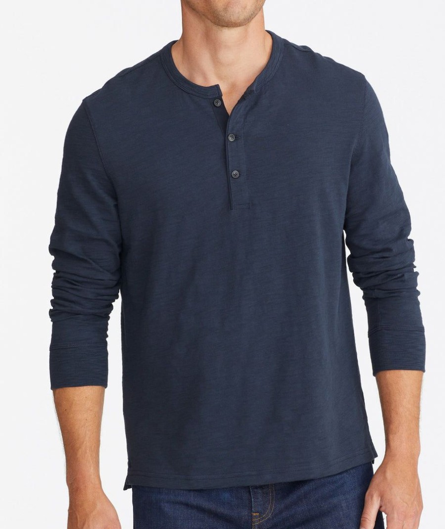 Men * | Best Pirce Untuckit Tees & Henleys Slub Cotton Henley Navy