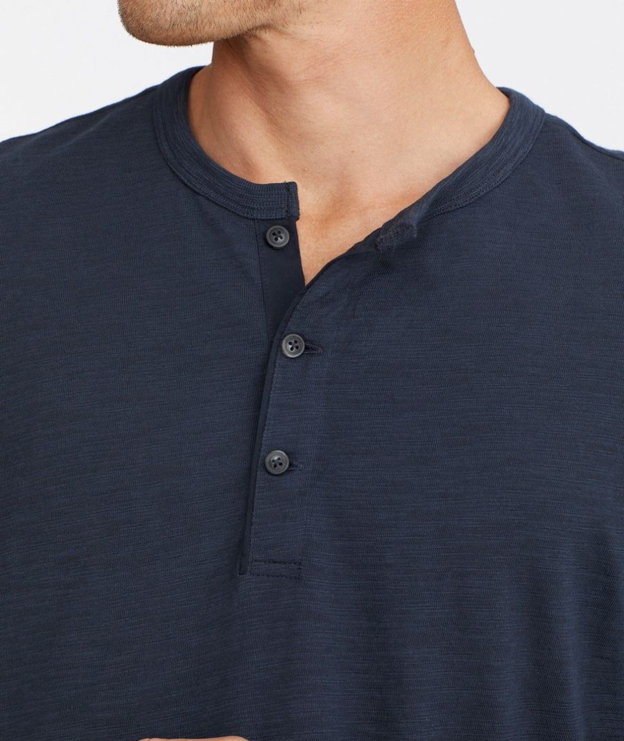 Men * | Best Pirce Untuckit Tees & Henleys Slub Cotton Henley Navy