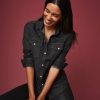 Women * | Cheapest Untuckit Shirts Denim Western Dolly Shirt Black