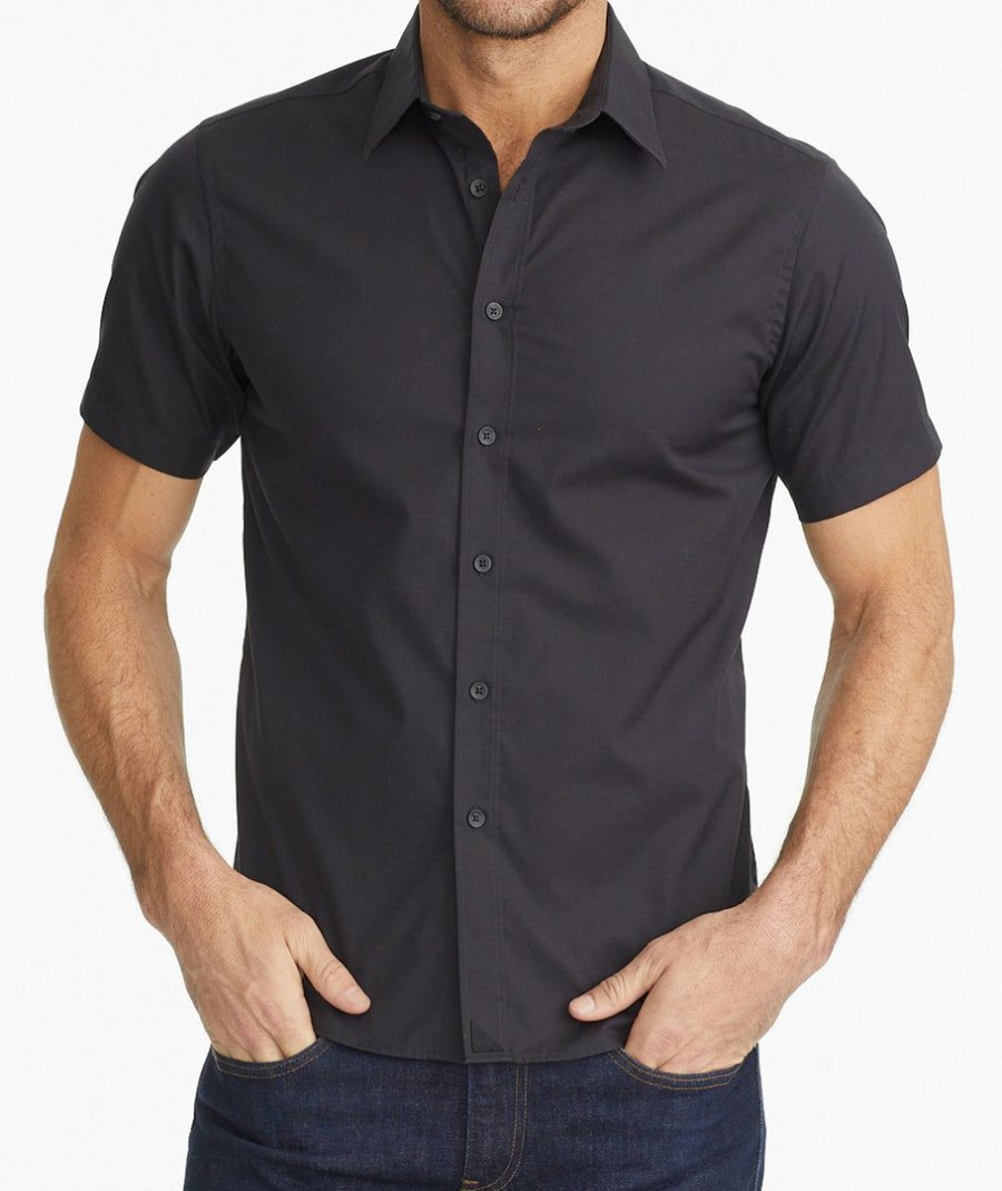 Men * | Cheapest Untuckit Classic Short-Sleeve Coufran Shirt Black