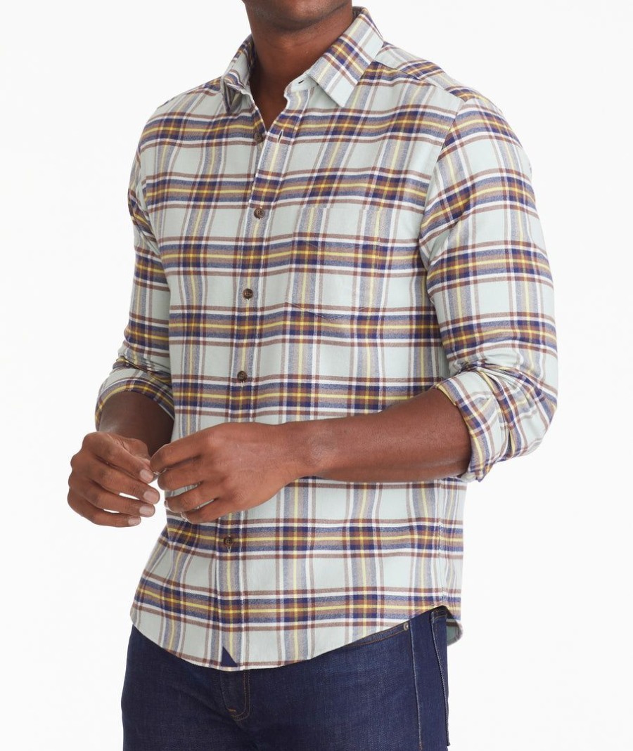 Men * | Best Reviews Of Untuckit Flannel Mornington Shirt Light Green