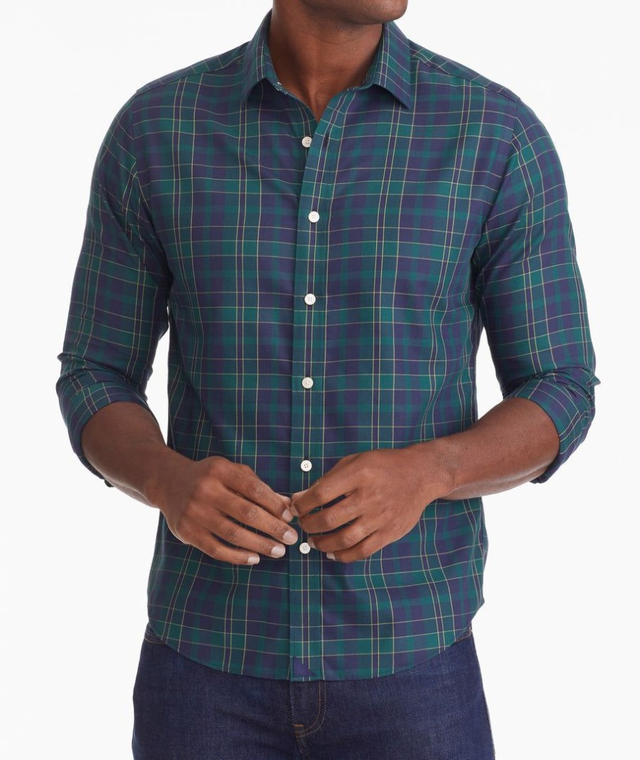 Men * | Budget Untuckit Wrinkle-Free Langon Shirt Button-Down Shirts Green