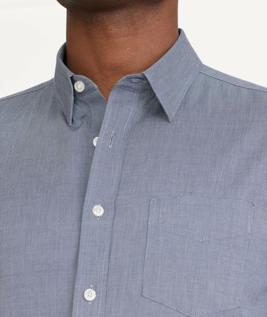 Men * | Wholesale Untuckit Button-Down Shirts Wrinkle-Free Short-Sleeve Petrus Shirt Navy