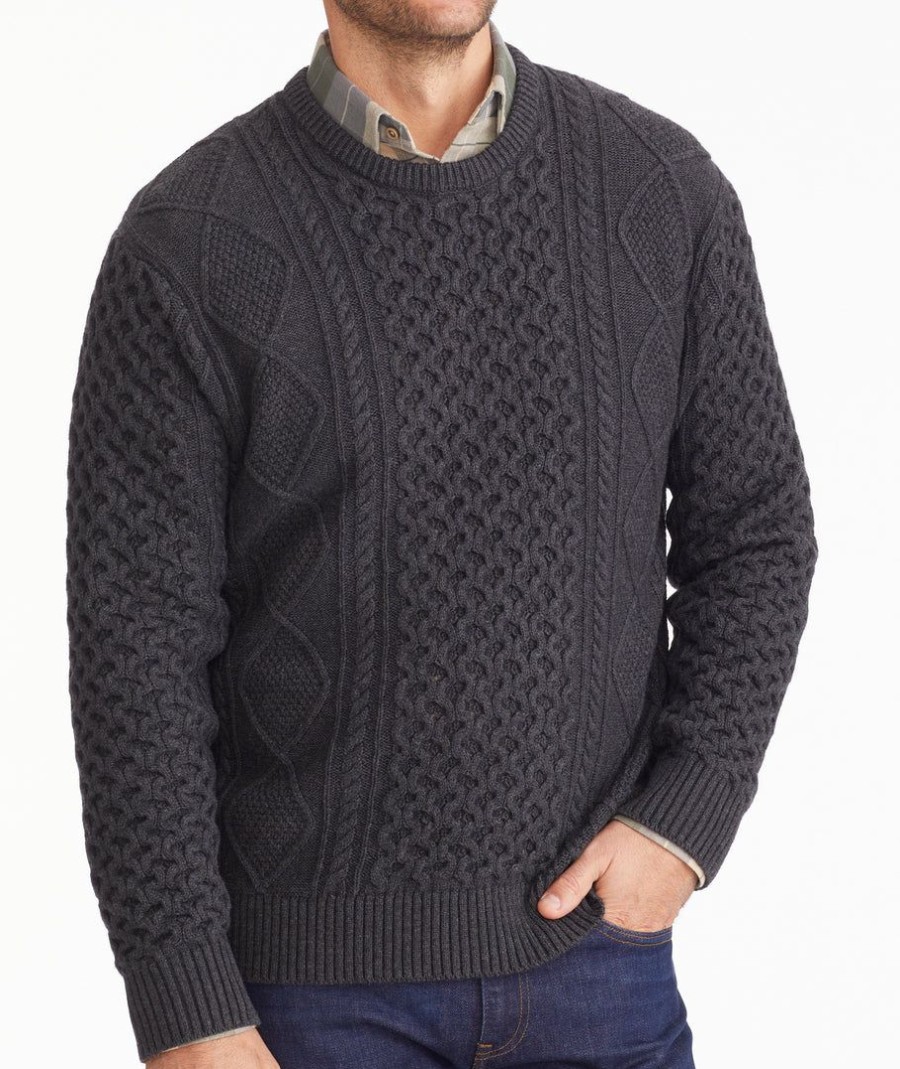 Men * | Promo Untuckit Cable Knit Sweater Sweaters & Sweatshirts Grey