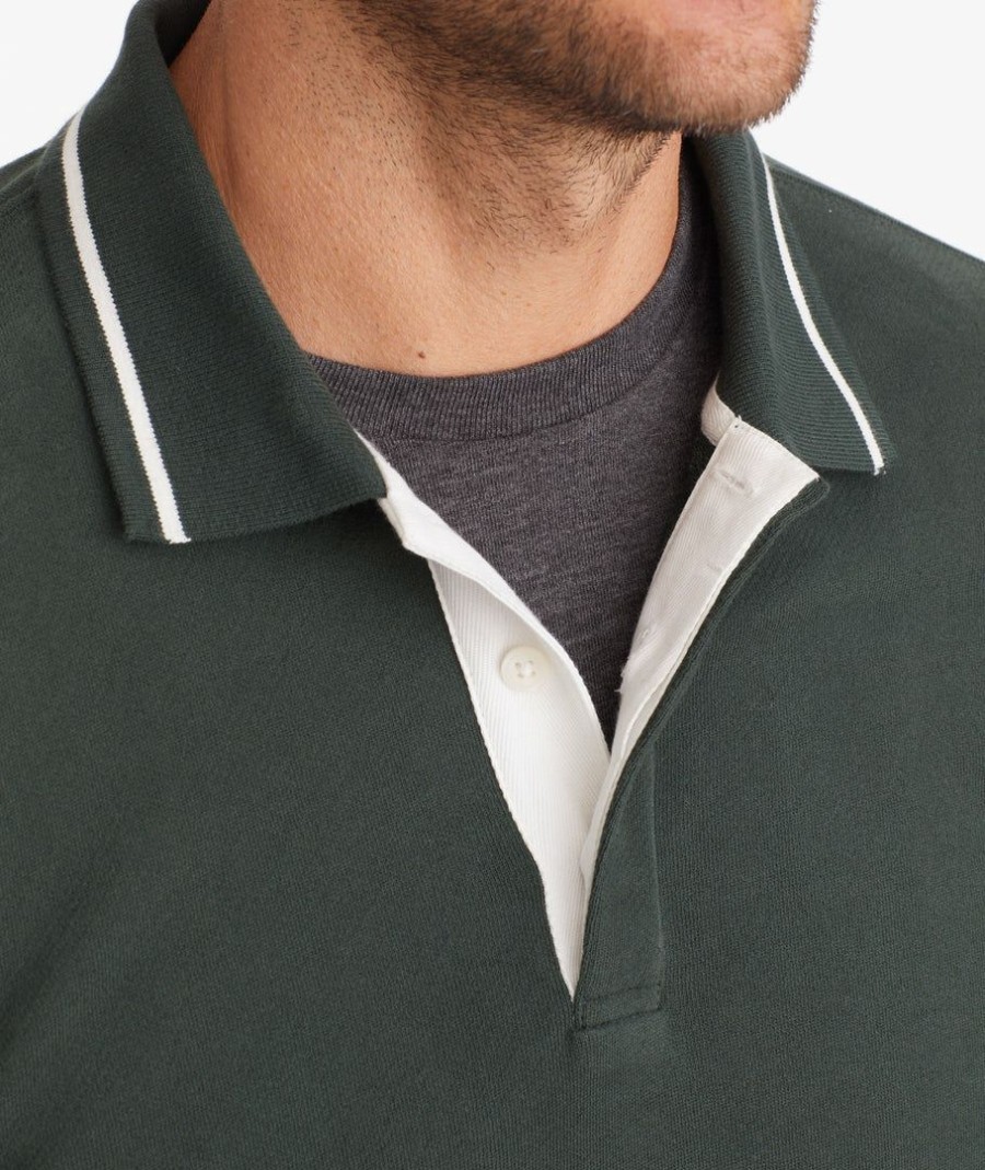 Men * | Best Sale Untuckit Polo Sweatshirt With Tipping Polos Dark Green