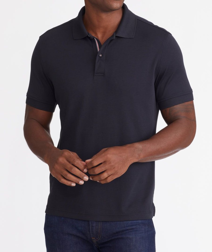 Men * | Promo Untuckit Wrinkle-Free Damaschino Polo Black