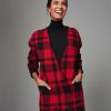 Women * | New Untuckit Buffalo Check Chloe Sweater Jacket Red