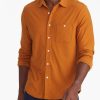 Men * | Hot Sale Untuckit Button-Down Shirts Ribbed Knit Button-Down Orange