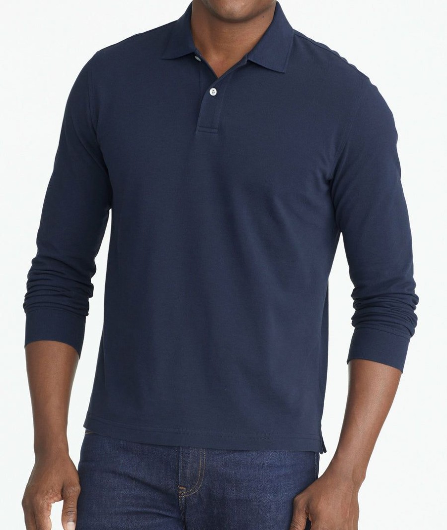 Men * | Cheap Untuckit Polos Pique Long-Sleeve Polo Navy