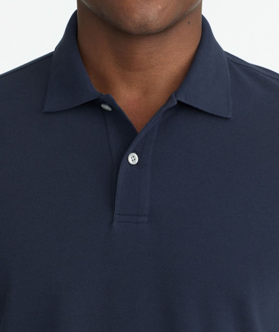 Men * | Cheap Untuckit Polos Pique Long-Sleeve Polo Navy