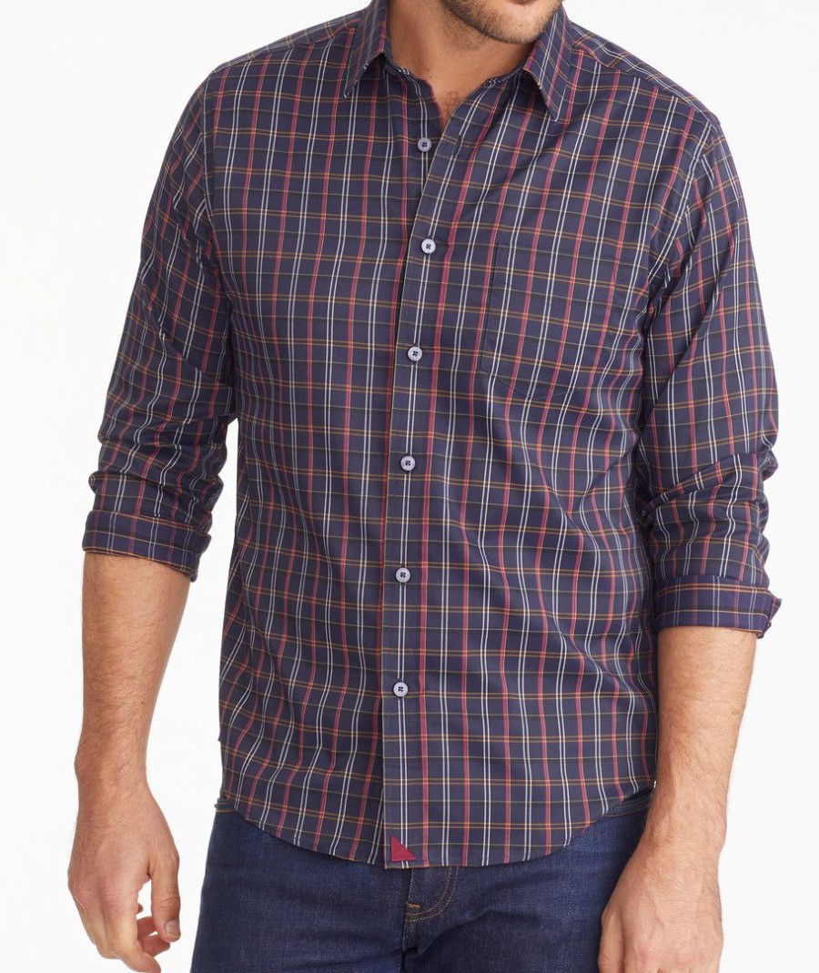 Men * | Discount Untuckit Button-Down Shirts Wrinkle-Free Performance Valencay Shirt Navy