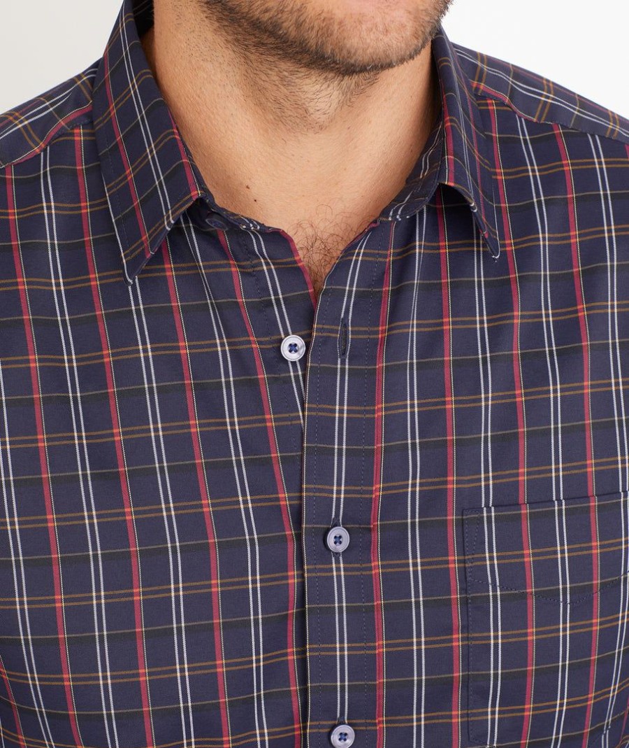 Men * | Discount Untuckit Button-Down Shirts Wrinkle-Free Performance Valencay Shirt Navy