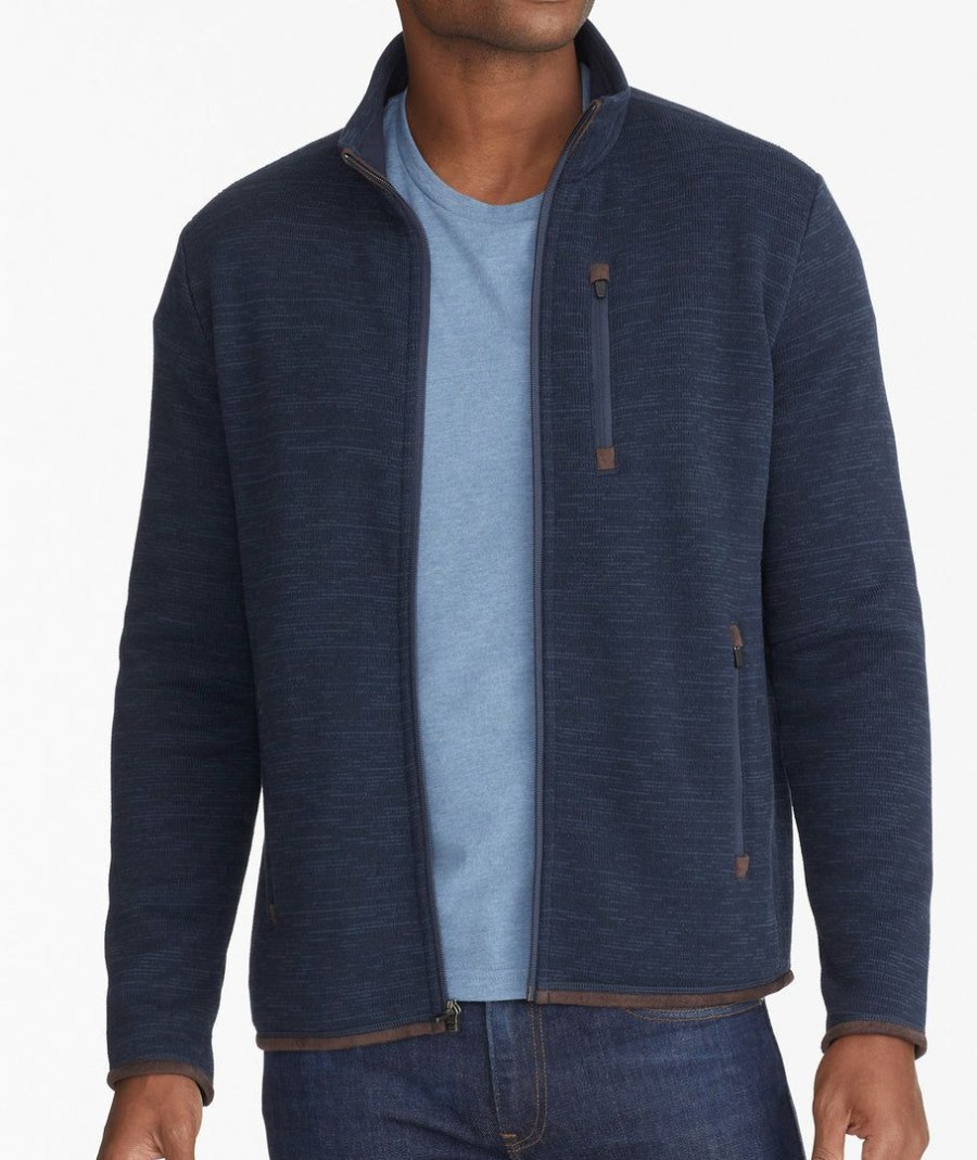 Men * | Best Pirce Untuckit Sweaters & Sweatshirts Fleece Full-Zip Navy