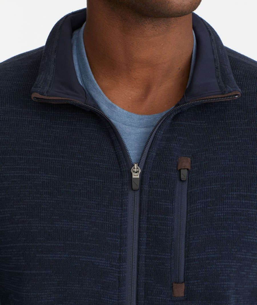 Men * | Best Pirce Untuckit Sweaters & Sweatshirts Fleece Full-Zip Navy