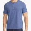 Men * | Coupon Untuckit Ultrasoft Short-Sleeve Henley Tees & Henleys Blue