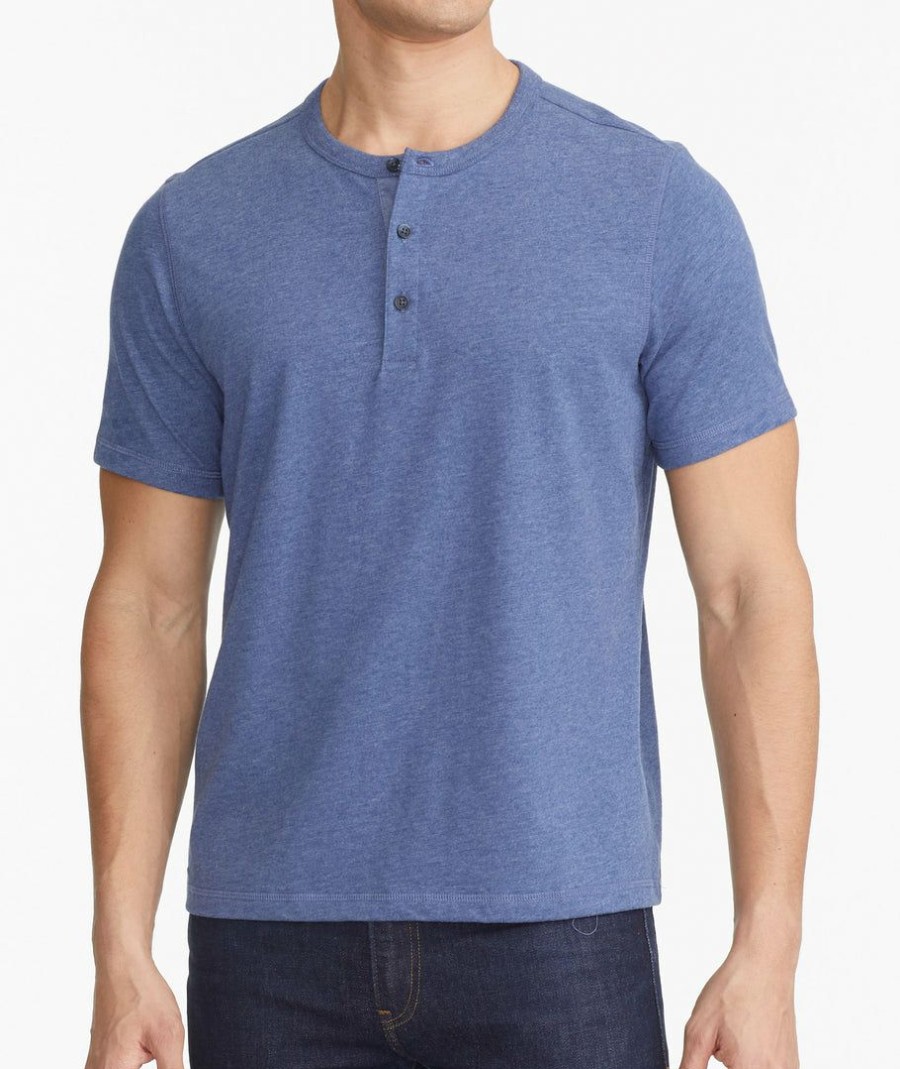 Men * | Coupon Untuckit Ultrasoft Short-Sleeve Henley Tees & Henleys Blue