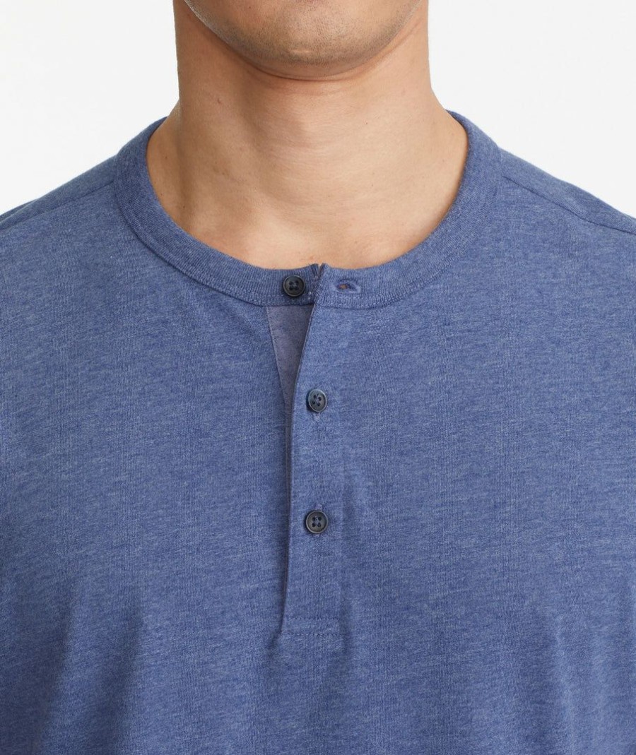 Men * | Coupon Untuckit Ultrasoft Short-Sleeve Henley Tees & Henleys Blue