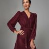 Women * | Cheap Untuckit Belted Velvet Mickie Dress Dresses & Skirts Red